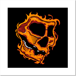 Fire skull head Posters and Art